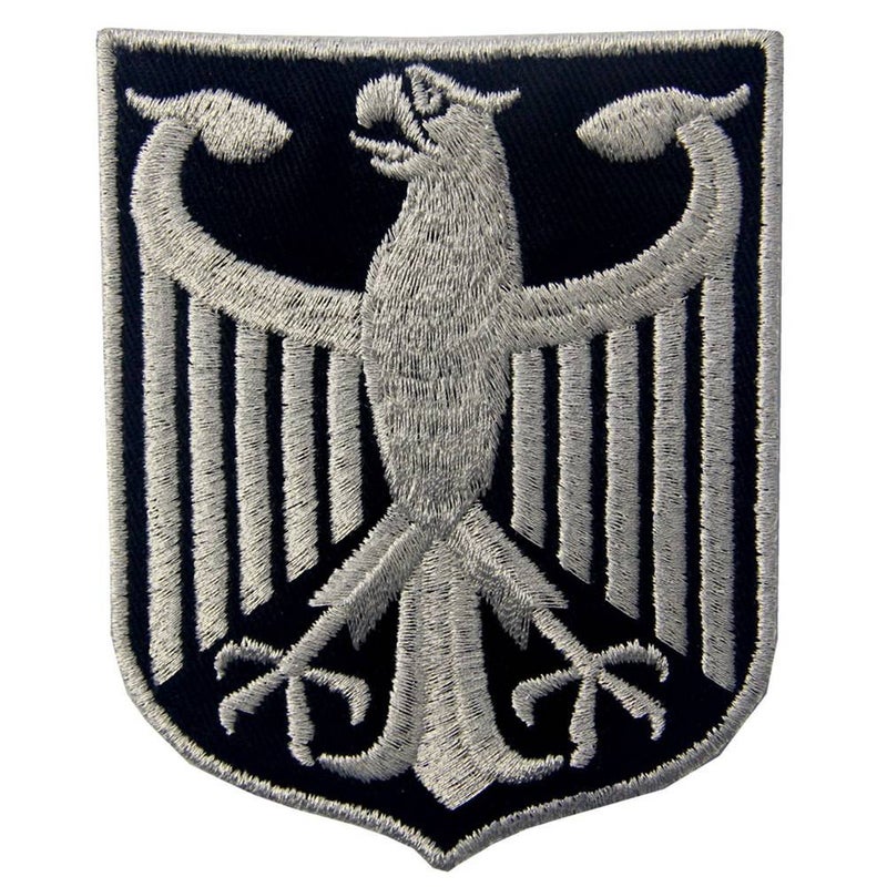 Rocking Planet Germany Coat of Arms German Eagle Shield Metallic Embroidered Iron On Sew On Patch - Image 1